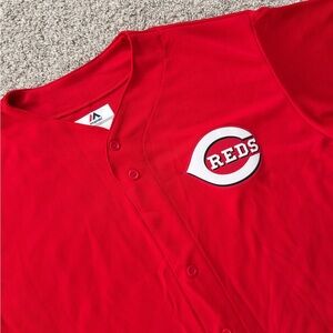 Cincinnati Reds MLB Majestic Baseball Jersey Red XL Button Front